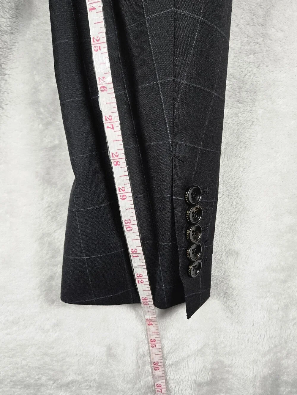 Gucci 2 Piece Suit Men Blazer 48R Pants 36x30 Inseam Black Windowpane Read Des!